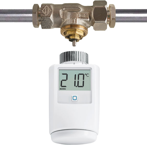 Een slimme thermostaatknop is eenvoudig  zelf te monteren op een afsluiter. Een installateur is niet nodig.