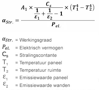 Formule voor rendement van infraroodverwarming