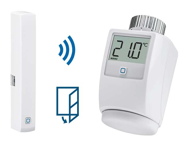 Een slimme thermostaatknop kan gekoppeld worden aan een raam en deur contact. Raam of deur open? Dan gaat de verwarming direct uit. Een slimme thermostaatknop kan gekoppeld worden aan een raam en deur contact. Raam of deur open? Dan gaat de verwarming direct uit.