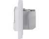 De afmetingen van de thermostaat met 230V schakelende uitgang zijn 8,6 x 8,6 x 5,4 cm. De inbouwdiepte in een inbouwdoos is 3,2 cm.