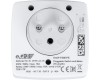 Het ingebouwde relais kan maximaal 3680 Watt / 16 A schakelen. De ingebouwde energiemeter meet het actuele energieverbruik in Watt en het verbruik gedurende de tijd in kWh.