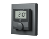 De draadloze Homematic IP thermostaat meet temperatuur en luchtvochtigheid en is geschikt voor opbouw montage aan de wand.