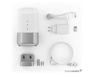 De Home Control Unit wordt aangesloten op modem/router met een meegeleverde netwerkkabel. De benodige 5V-voeding wordt standaard meegeleverd.