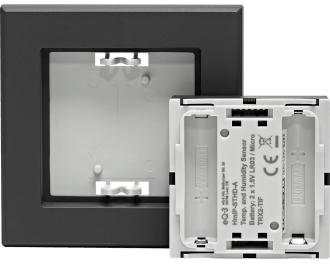 De temperatuursensor is uitgevoerd in 55 x 55 mm formaat en kan geintegreerd worden in systeem 55 schakelmateriaal van bekende merken.