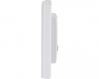 De temperatuursensor is slechts 25mm dik. Het gehele product, met afdekraam, meet 86 x 86 mm.