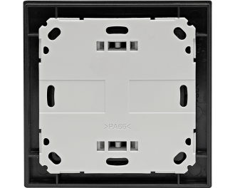 Het product bestaat uit drie onderdelen: montagevlak, afdekraam en draadloze temperatuursensor. De twee AAA-batterijen worden standaard meegeleverd.