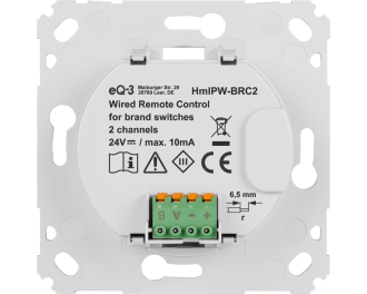 De drukknop heeft vier aansluitklemmen voor de Homematic IP Wired buskabel. 2 draden zijn voor de 24V= voeding (+ en -). De overige twee draden zijn voor de buscommunicatie draden (A en B).