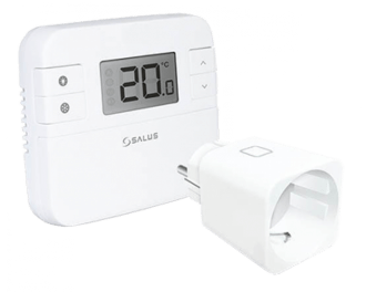 Salus draadloze digitale thermostaat met stekkerschakelaar voor infraroodverwarming. Model RT510SPE