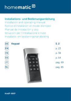 Handleiding van Homematic IP Smart lock keypad