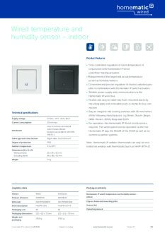 Datasheet van Homematic IP Wired temperatuur- en luchtvochtigheidssensor