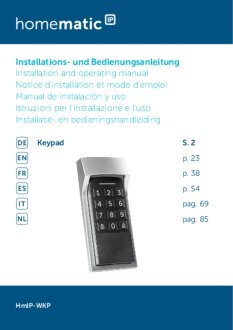 Datasheet van Homematic IP Smart lock keypad