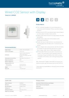 Datasheet van Homematic IP Wired CO2 meter en temperatuur- en luchtvochtigheidssensor met display