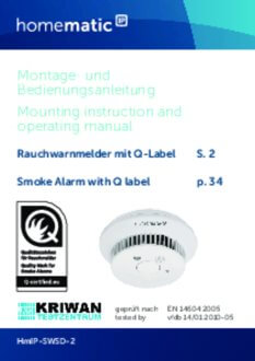 Handleiding van Homematic IP Slimme rookmelder