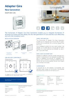 Datasheet van Homematic IP Gira nieuwe generatie wipvlak adapter