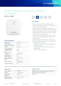 Datasheet van Homematic IP CV-ketel en warmtebron module