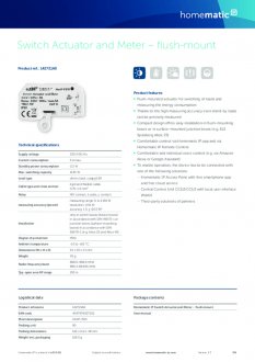 Datasheet van Homematic IP Inbouw schakel module 1150 Watt - met energiemeter