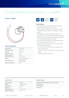 Datasheet van Homematic IP Input module inbouw enkelvoud