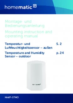 Handleiding van Homematic IP Temperatuur en luchtvochtigheid sensor buiten - wit