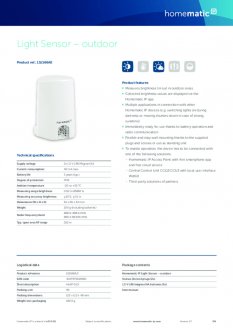 Datasheet van Homematic IP Lichtsterkte sensor buiten