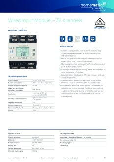 Datasheet van Homematic IP Wired input module - 32 kanalen