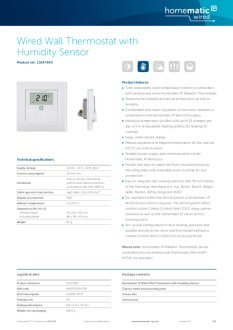 Datasheet van Homematic IP Wired thermostaat en luchtvochtigheidssensor