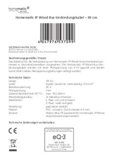 Handleiding van Homematic IP Wired bus-verbindingskabel 39 cm