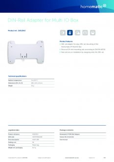 Datasheet van Homematic IP DIN-rail montagevlak voor warmtepomp module