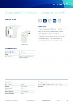 Datasheet van Homematic IP Demontage beveiliging voor thermostaatknop compact