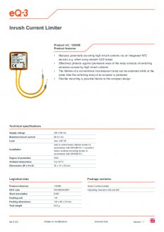 Datasheet van Homematic IP Inschakelstroom begrenzer