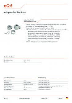 Datasheet van Homematic IP Danfoss thermostaatknop afsluiter adapter