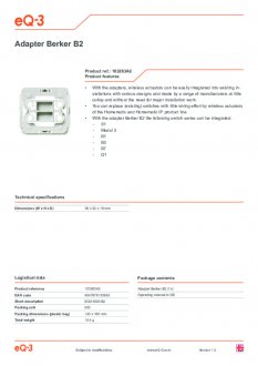 Datasheet van Homematic IP Berker 2 wipvlak adapter