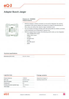 Datasheet van Homematic IP Busch Jaeger wipvlak adapter