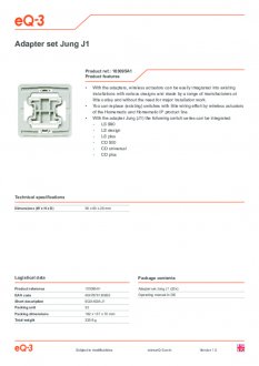 Datasheet van Homematic IP Jung 1 wipvlak adapter