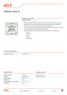 Datasheet van Homematic IP Jung 2 wipvlak adapter