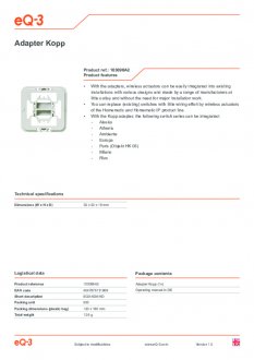 Datasheet van Homematic IP Kopp wipvlak adapter