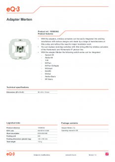 Datasheet van Homematic IP Merten wipvlak adapter