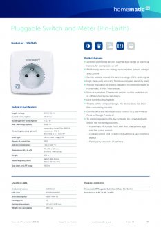 Datasheet van Homematic IP Stekkerschakelaar 3680 Watt - penaarde, met energiemeter