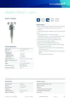 Datasheet van Homematic IP Weerstation basis