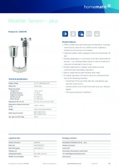 Datasheet van Homematic IP Weerstation plus