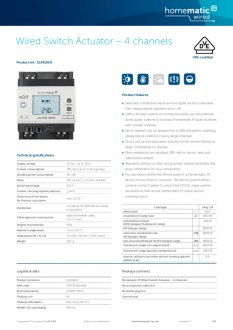 Datasheet van Homematic IP Wired schakelactor - 4 kanalen