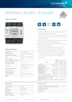 Datasheet van Homematic IP Wired schakelactor - 8 kanalen