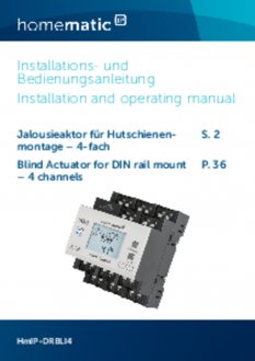 Handleiding van Homematic IP Zonwering actor - 4 outputs en 8 inputs