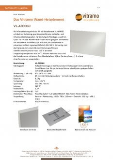 Datasheet van Vitramo Basic infraroodverwarming 540 Watt