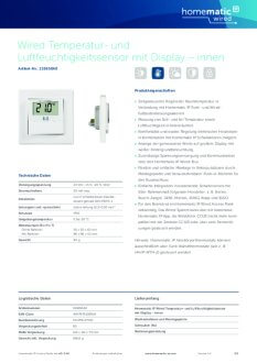 Datasheet van Homematic IP Wired temperatuur- en luchtvochtigheidssensor met display