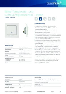 Datasheet van Homematic IP Wired temperatuur- en luchtvochtigheidssensor