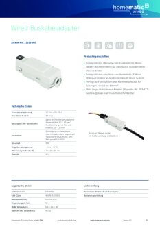 Datasheet van Homematic IP Wired bus-kabel adapter