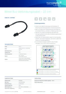 Datasheet van Homematic IP Wired bus-verbindingskabel 22 cm
