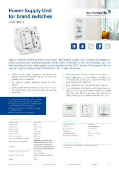 Datasheet van Homematic IP Inbouw voeding