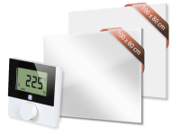 Set met Heat4All ICONIC Classic 900 en Heat4All ICONIC Spiegel 900 infraroodpaneel en draadloze Alpha IP thermostaat Set met Heat4All ICONIC Classic 900 en Heat4All ICONIC Spiegel 900 infraroodpaneel en draadloze Alpha IP thermostaat