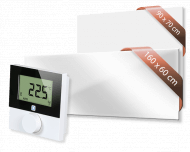 Set met Heat4All ICONIC Classic 750 en Heat4All ICONIC Spiegel 1250 infraroodpaneel en draadloze Alpha IP thermostaat Set met Heat4All ICONIC Classic 750 en Heat4All ICONIC Spiegel 1250 infraroodpaneel en draadloze Alpha IP thermostaat
